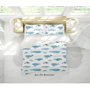 Milsleep - 3D Animales Acuáticos Mamíferos Marinos Patrón Funda De Edredón Set De Ropa De Cama Set Nórdico