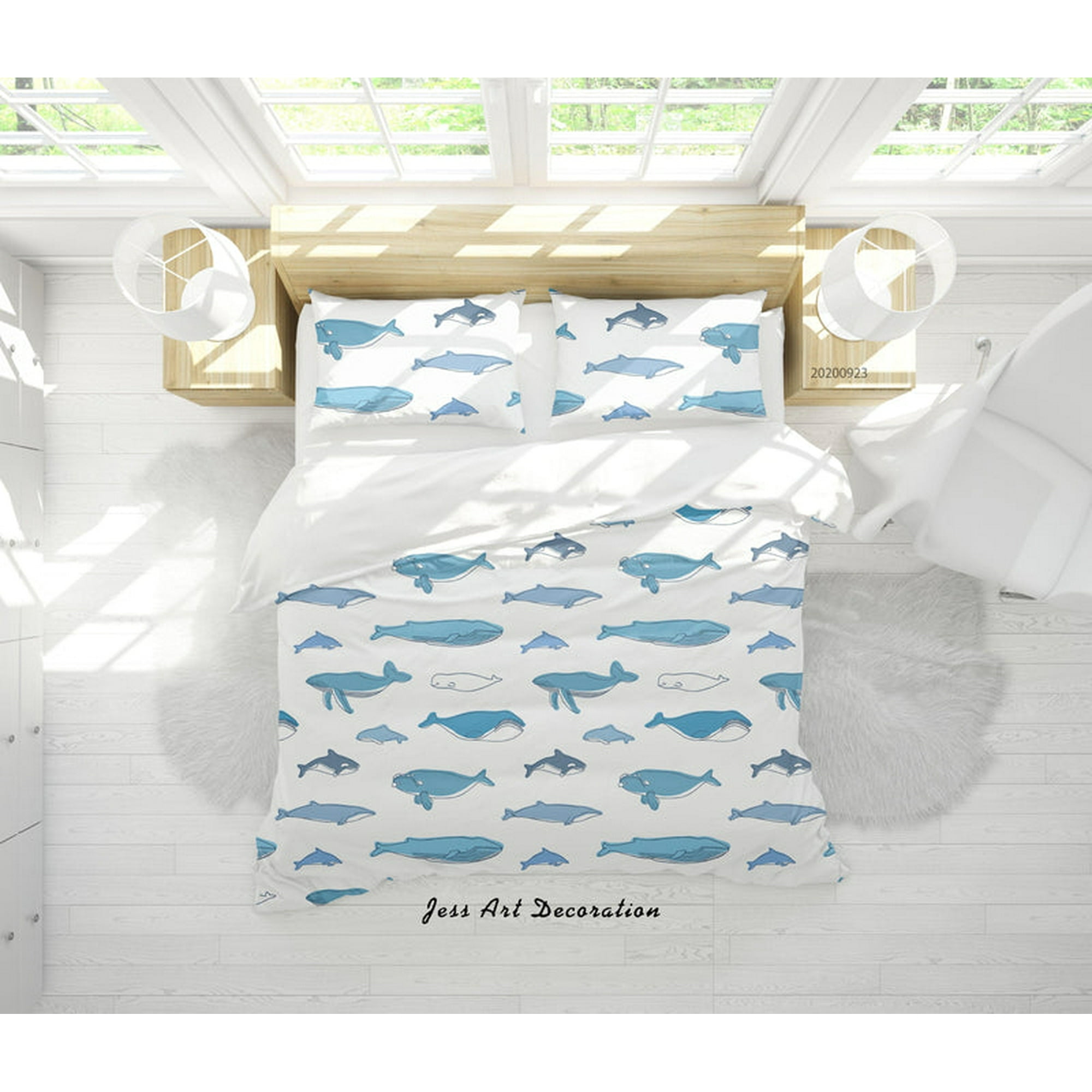 Milsleep - 3d Animales Acuáticos Mamíferos Marinos Patrón Funda De Edredón Set De Ropa De Cama Set Nórdico
