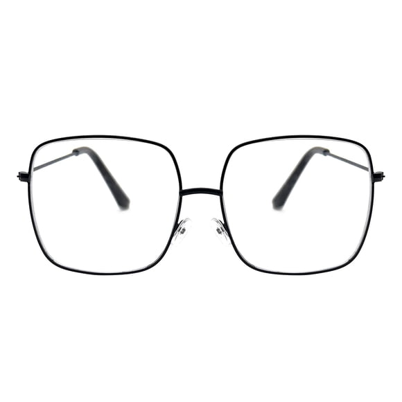 QxAiVMin Gafas de Lectura Cuadradas de Metal de Gran Tamaño para Mujeres y Hombres, Montura Grande Antifatiga Ocular, Bloqueo de Luz Azul para Ordenadores