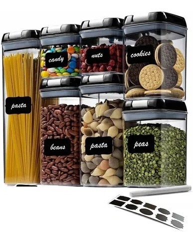 Genérico - Set De 7 Contenedores Para Cocina Con Tapa Hermetica