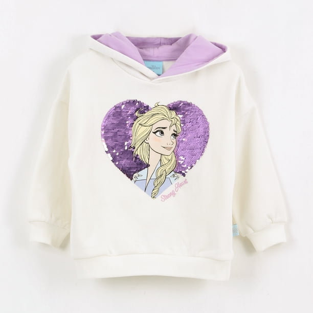 Polerón Cerrado Niña Hoodie Lentejuelas Frozen Blanco Disney