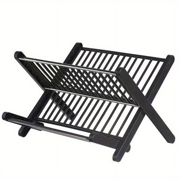 1pc Collapsible Dish Rack, Double Layer Bowl Plate Storage Rack, Household Draining Rack, Flatware Organizer For Countertop Cabinet, Kitchen Accessories