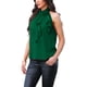 thumbnail image 4 of Top de cuello halter FAB CURVES para mujer, blusa casual elegante sin mangas con diseño floral 3D, talla XL, verde oscuro, 4 of 6
