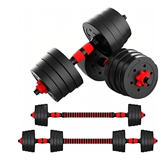 Set Mancuernas Pesas Ajustables 20 Kg Barra Unibles Hogar Ne Negro