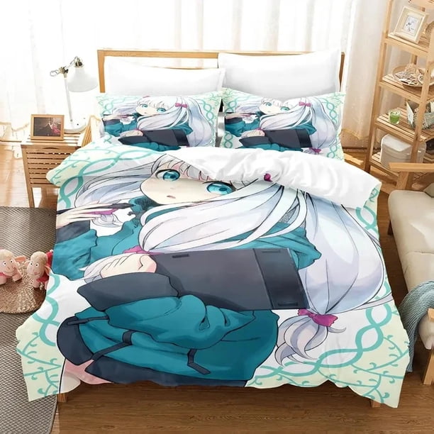 Sagiri Izumi Eromanga Sensei Bedding Set Duvet Cover Bed Set Quilt Cover Pillowcase Comforter Size Boys Adult Bed Sheets