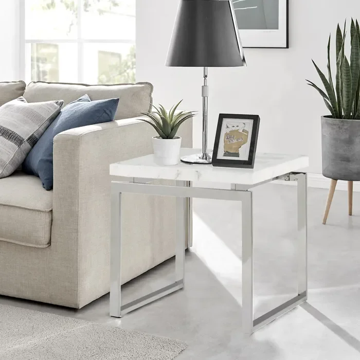 Msa Muebles Santa Ana - Mesa Lateral Mármol White