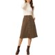 thumbnail image 2 of INSPIRE CHIC Falda Midi de Pana de Cintura Alta para Mujer, Línea A, con Botones al Frente, Plisada, con Cinturón y Bolsillos, Color Café, Talla 2XL, 2 of 6