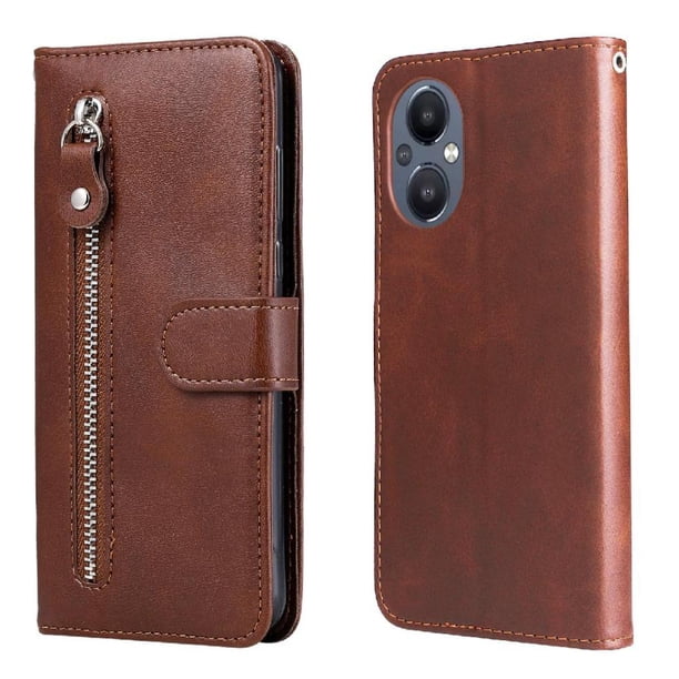 Funda con Cremallera para OnePlus Nord N20 5G, Carcasa Cartera de Cuero PU con Soporte y Tarjetero
