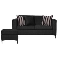 Colbox - Sofá Clio 2C + 1 Pouf-Met Tela Negro
