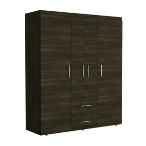 Fmfurniture - Closet 4 Puertas 2 Cajones Fm-020O - Café Oscuro