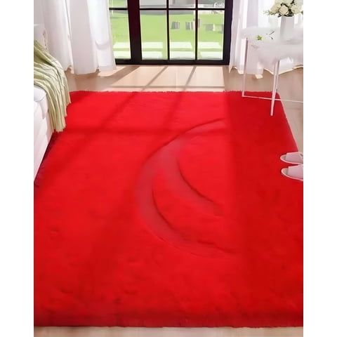 Teng Fei - Alfombra Peluda Suave 240 X 200 Cm Primera Calidad Rojo