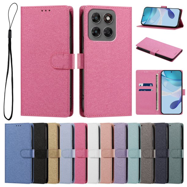 Cartera Protectora para Motorola Moto G87 con Soporte, Rojo Rosa