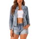 thumbnail image 1 of INSPIRE CHIC Chaquetas de Mezclilla para Mujer Cuello Alto Mangas Largas Chaquetas Cortas de Jean Gris Azul S, 1 of 6