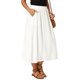 thumbnail image 4 of Falda de Lino para Mujer INSPIRE CHIC Verano Casual Flowy Swing Cintura Alta Elástica A-Line Boho Midi con Bolsillos XL Blanca, 4 of 6