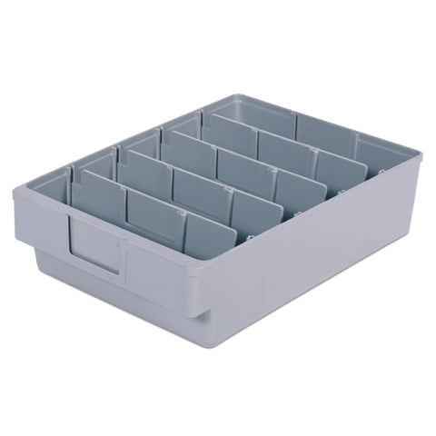 Toolmax - Caja Gris Poliestireno De Alto Impacto 5 Divisiones