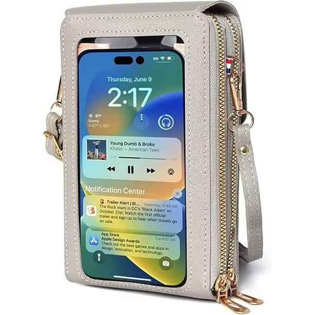 Crossbody De Mujer, Bolso Para Teléfono Con Pantalla Táctil, Cartera Para Teléfono Móvil Con Cremallera De 2 Capas, Bolso Monedero Con Ranura Para Tarjetas De Crédito