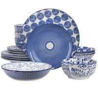 Juego De Vajilla Elama Aurora De Porcelana Azul 16 Piezas