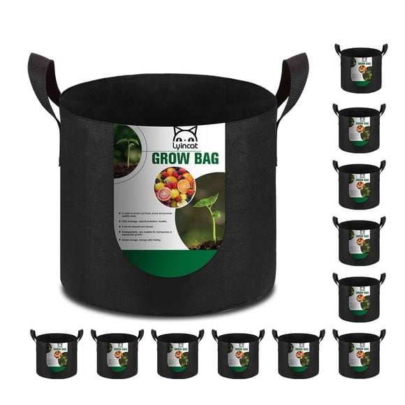 Bolsas de cultivo Lyincat de tela premium con asas, paquete de 12 unidades, 40 litros