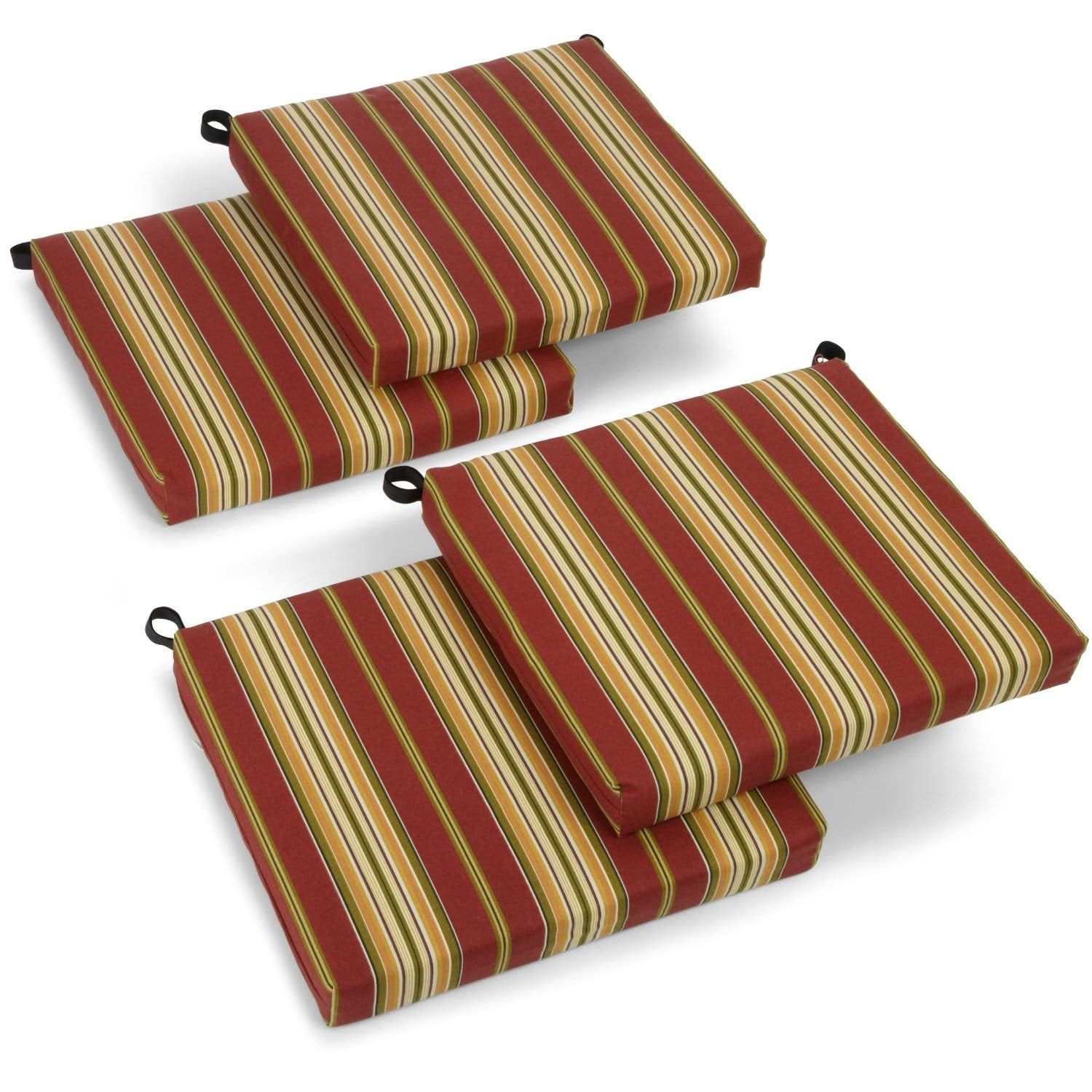 Cojines Para Sillas De Exterior Blazing Needles Kingsley Stripe Ruby, 4 Unidades
