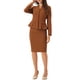 thumbnail image 4 of INSPIRE CHIC Conjunto de Traje de Mujer Regreso a Clases para Maestras Conjuntos de Negocios Blazer Sin Cuello con Peplum Traje Formal de Falda Lápiz 2 Piezas L Marrón, 4 of 6