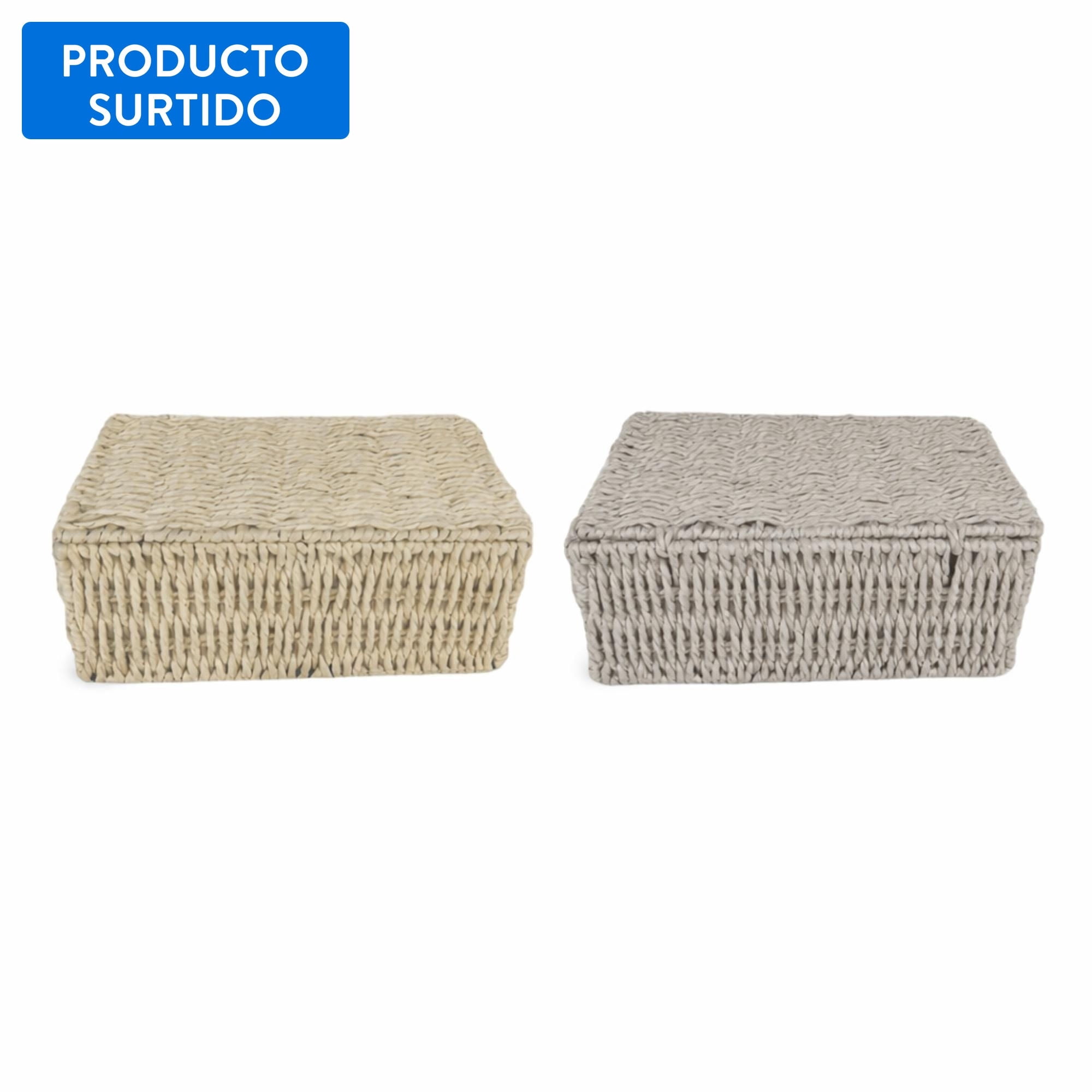 Mainstays - Canasto Organizar Con Tapa Tejido Ratán, Color Surtido 1 Un