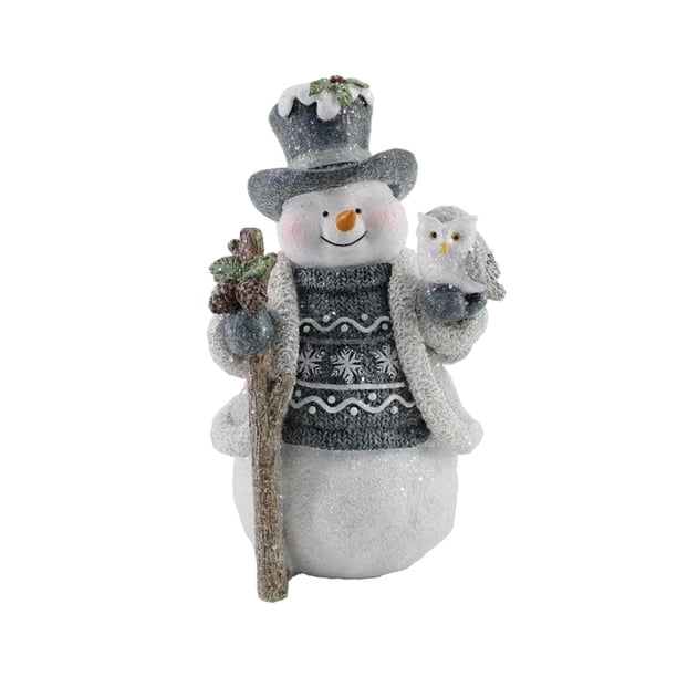 Decoración navideña de muñeco de nieve, estatua de mesa de Navidad, escultura de escritorio, accesorio de fotografía ligero para decoración para sala con búho