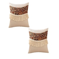 Genérico - Pack De 2 Fundas De Cojin Lino Mandala 45X45 Beige 02