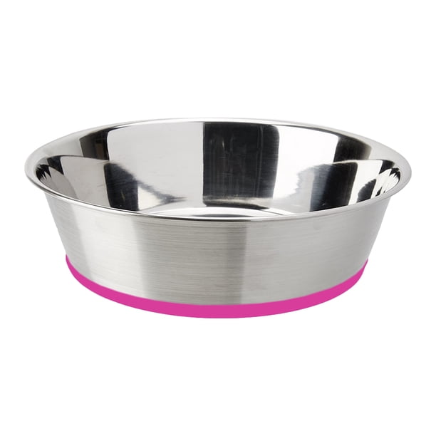 Cuenco de acero inoxidable para perros y gatos, antideslizante, con base de goma antiderrames.