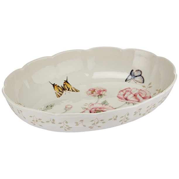 Porcelana ovalada Butterfly Meadow de Baker Lenox, 2 litros, resistente a astillas