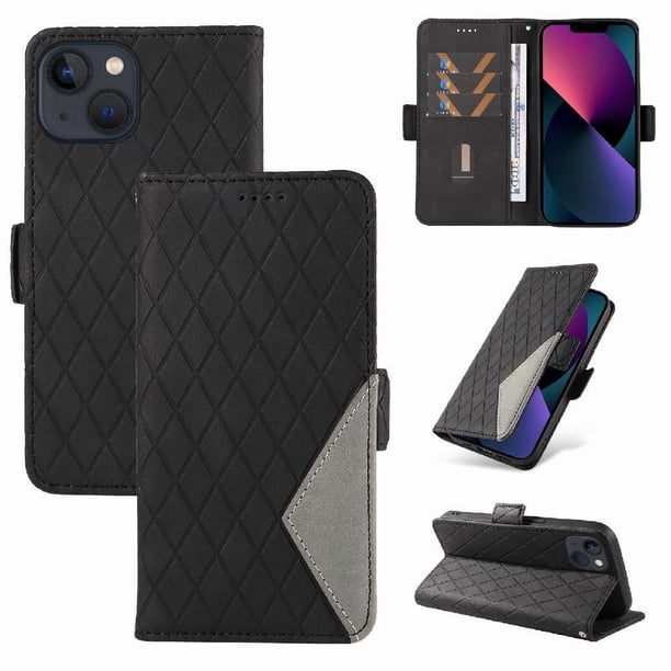 Funda Cartera para iPhone 14 con Tarjetero Soporte y Correa Negro