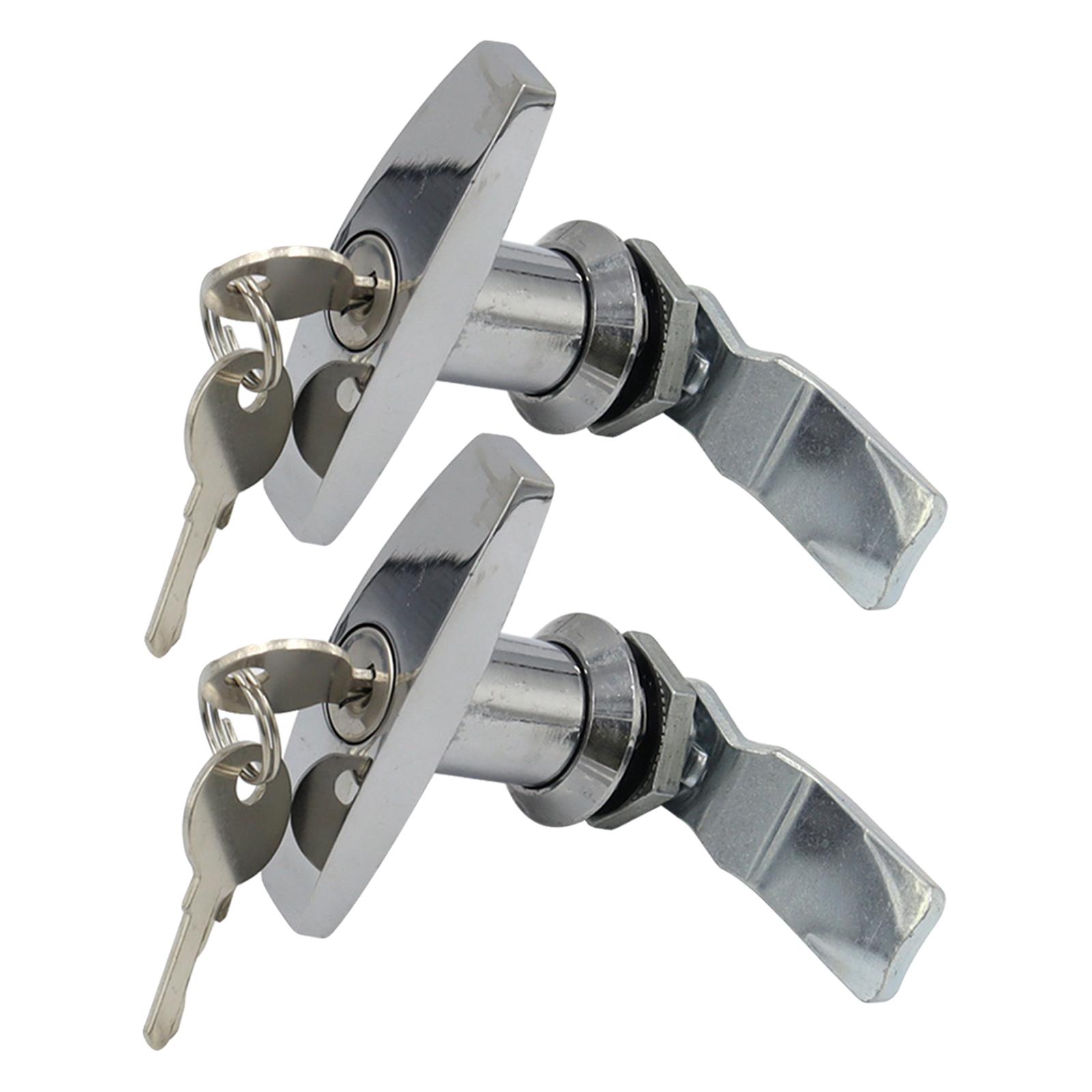 Ioensy - Cerradura Con Manija En Forma De T Con Llaves Cerraduras Para Toldo De Caravana De Aleación De Zinc 2 Piezas Plata