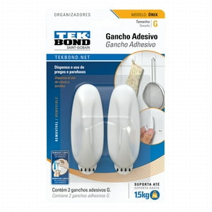 Ganchos Adhesivos Plástico Onix Blanco G - 1,5Kg 2Un. - Tekbond