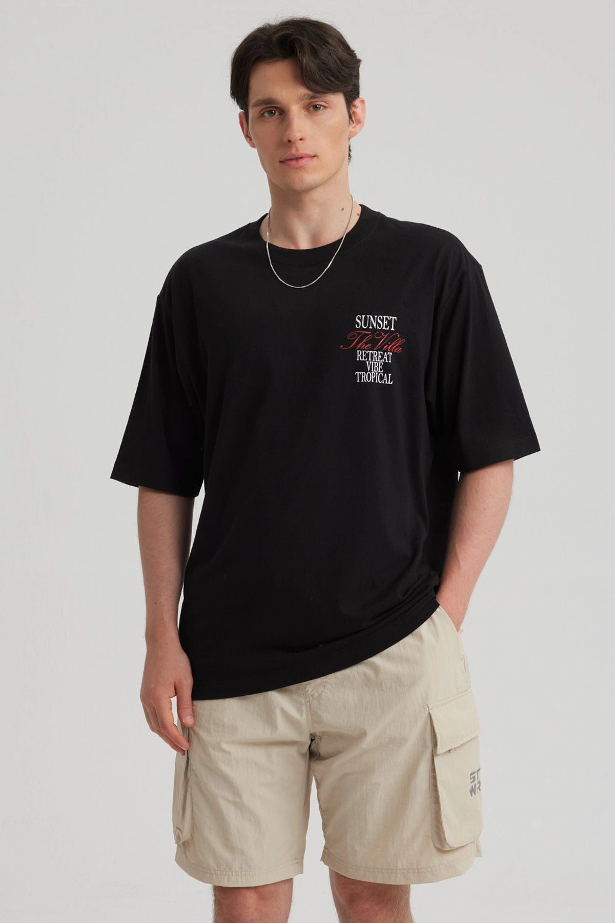 Fashionspark - Polera Hombre Print Oversize Negro - Lv