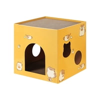 Magideal - Casa De Gato, Tablero Rascador, Cartón Corrugado, Caja De Cama Para Gatos, Caja De Cartón Corrugado Para Gatos, Suministros Para Mascotas, Accesorios Amarillo S