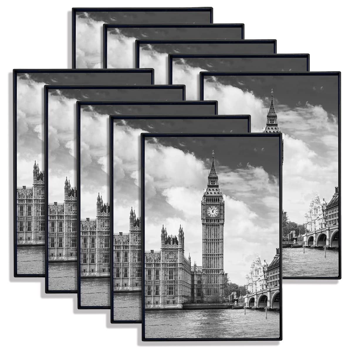 Marco De Fotos Gomaize Con Carga Frontal, Negro, 13 X 18 Cm, Juego De 10
