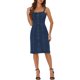 thumbnail image 2 of INSPIRE CHIC Vestidos de Mezclilla para Mujer Regreso a Clases Abotonado Sin Mangas Escote Corazón Midi Vestido de Jean Azul Oscuro XS, 2 of 6