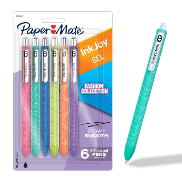 Bolígrafos de gel Paper Mate InkJoy Fashion retráctiles de 0,7 mm, color negro 6