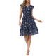 thumbnail image 1 of INSPIRE CHIC Vestido Floral de Mujer con Mangas Volantes Cuello en V Fruncido con Volantes Vestidos Casuales Azul Marino L, 1 of 6