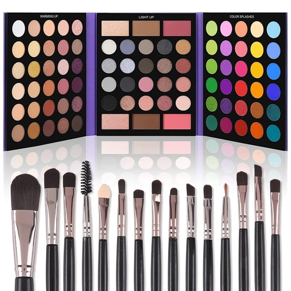 Paleta De Sombras 86 Tonos 15 Brochas