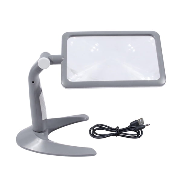 Lupa con luz para decoración del hogar, lámpara de lupa portátil de 48 LED para esteticistas, banco de trabajo, manualidades, pasatiempos Gris