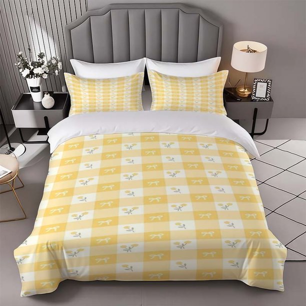 Plaid Wallpaper Bedding Set Soft and Comfortable for All Seasons - Ideal Home & Bedroom Decor Perfect Gift for Family