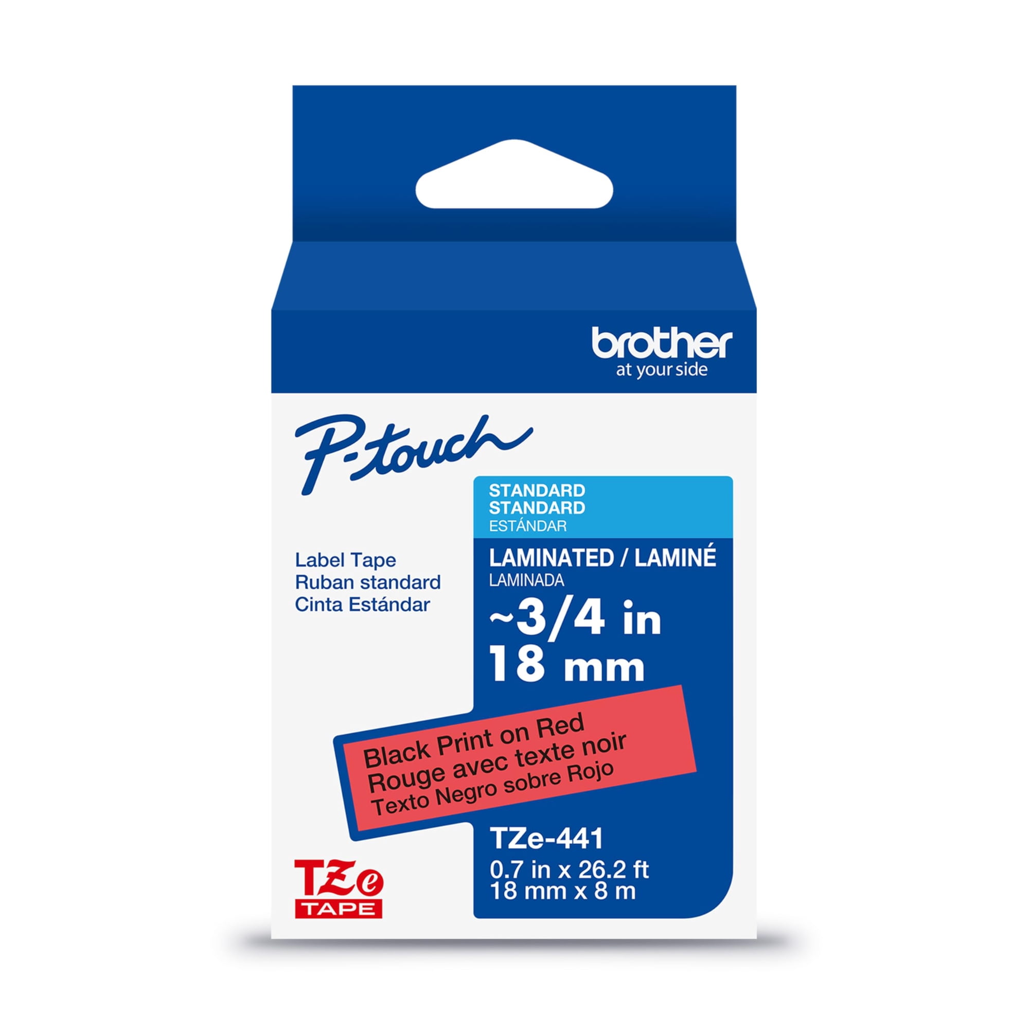 Cinta Adhesiva Brother Genuine P-touch Tze441 Negra Sobre Roja De 18 Mm