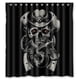 thumbnail image 1 of Cortina de ducha con diseño de calavera especial en negro oscuro, juego de cortina de baño con ganchos, tamaño 66 x 72 pulgadas, 1 of 3