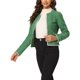 thumbnail image 4 of INSPIRE CHIC Traje de Maestra para el Regreso a Clases de Mujer Chaqueta Corta de Tweed a Cuadros Abierta para Oficina S Verde, 4 of 6