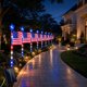thumbnail image 1 of Luces Solares para Camino con Bandera Americana VOOYVEX Paquete de 8 Impermeables, 1 of 3