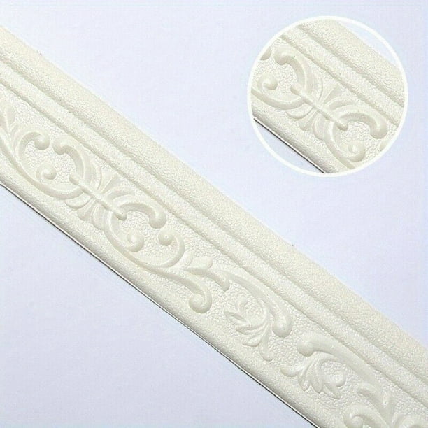 1pc Self-Adhesive Flexible Foam Molding Trim, 90"x 3" 3D Sticky Decorative Wall Trim Lines Skirting Baseboard Border, Waterproof Wallpaper For Living Room And Home Decorations
