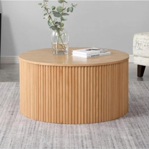 Pandalino - Mesa De Centro Redonda Aurora D80 Cm | Madera Natural Cafe