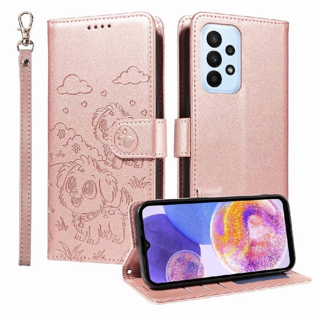 Funda Billetera FOXDOCK Compatible con Samsung Galaxy A23 4G/5G, Diseño Perrito Tierno, Ranuras para Tarjetas y Soporte Plegable
