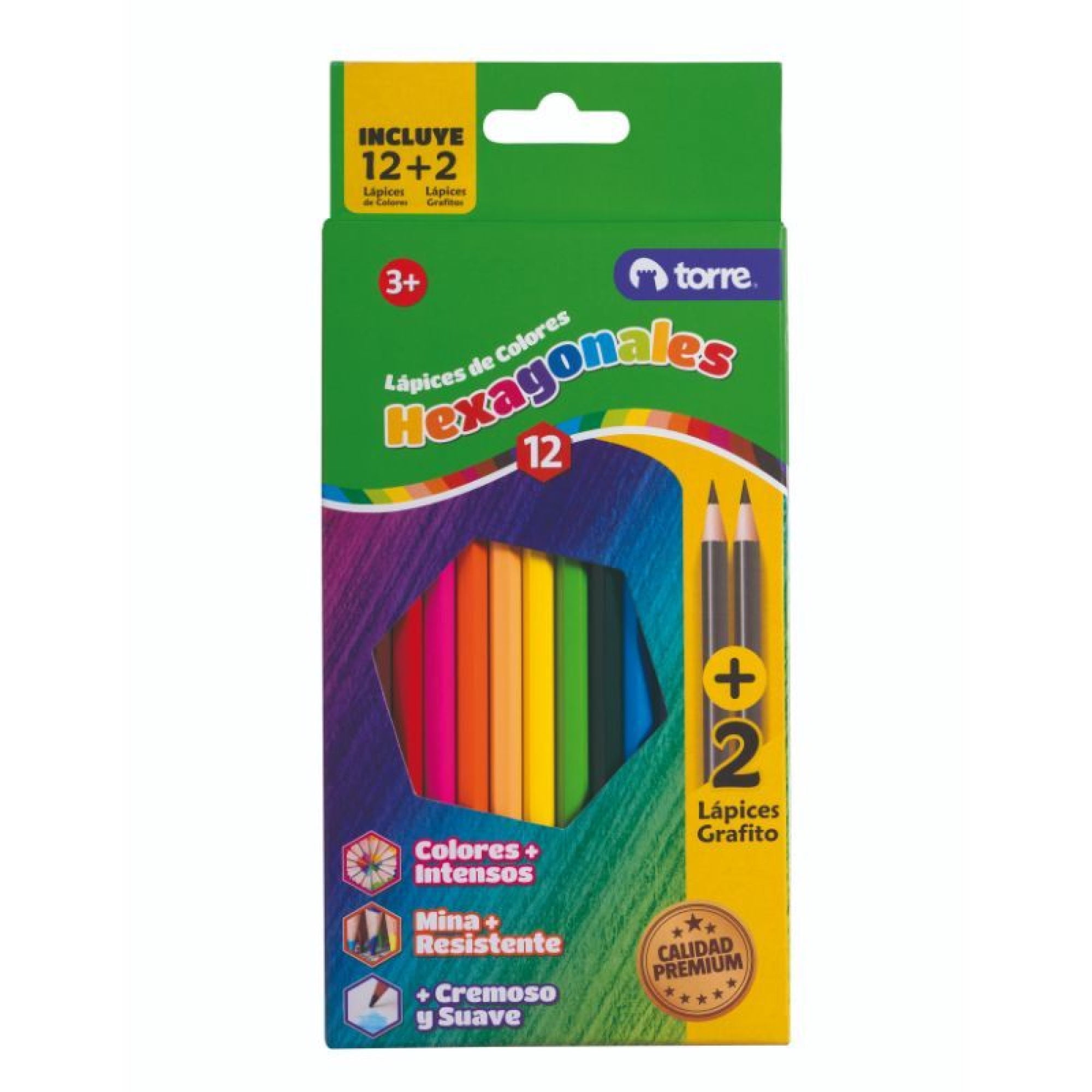 Lápices De Colores + 2 Lápices Grafito, 12 Un Torre