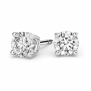 Aros Paris Jewelry 14K White Gold 1/5 Ct Solitaire White Diamond Stud Mujeres